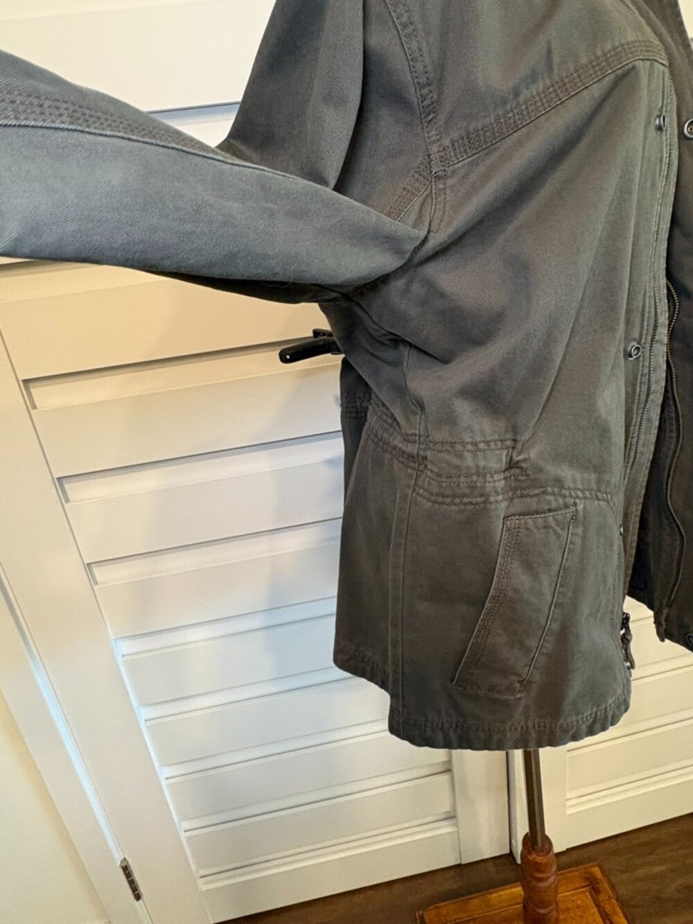 Timberland Olive Cotton Utility Field Fall Jacket Drawstring Waist Size S - Picture 9 of 16